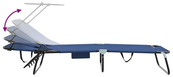 VidaXL Összecsukható nyugágy párnával Kék 56 x 190 x 81cm szövet