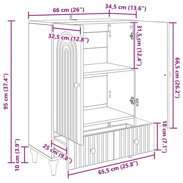 VidaXL Széf Fehér 66 x 34,5 x 95 cm Szerelt Fa