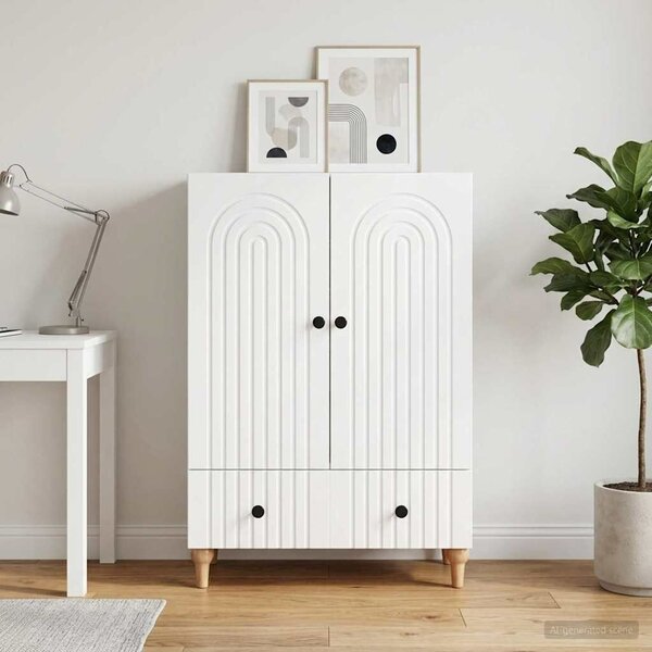 VidaXL Széf Magasfényű Fehér 66 x 34,5 x 95 cm Szerelt Fa
