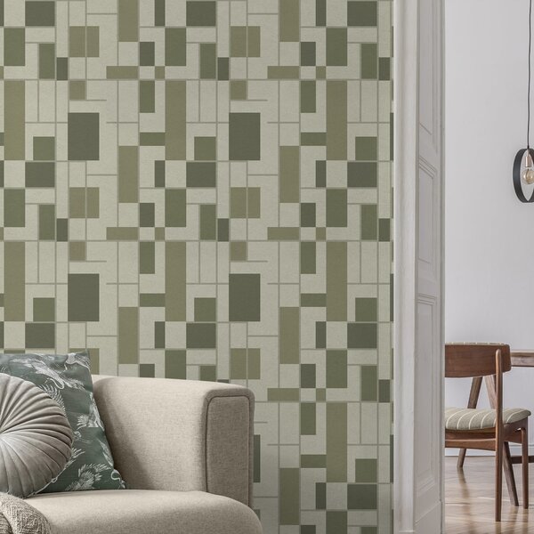 Tapéta Geometrikus mintázat zöld árnyalatokban, Absztrakt tapétá, a00769 : Uwalls.hu