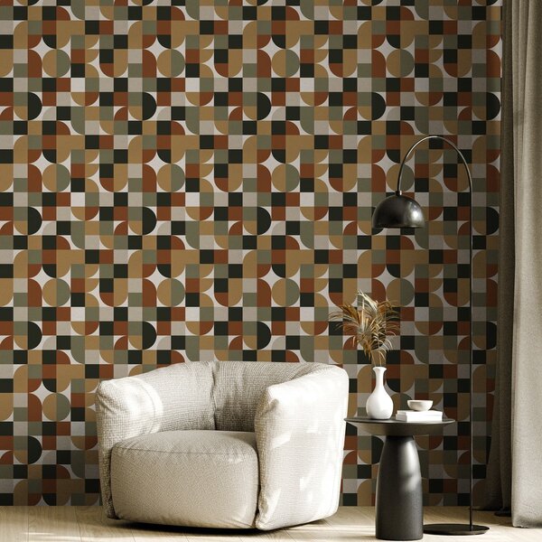 Tapéta Moduláris geometria meleg földszínekben, Absztrakt tapétá, a00770 : Uwalls.hu