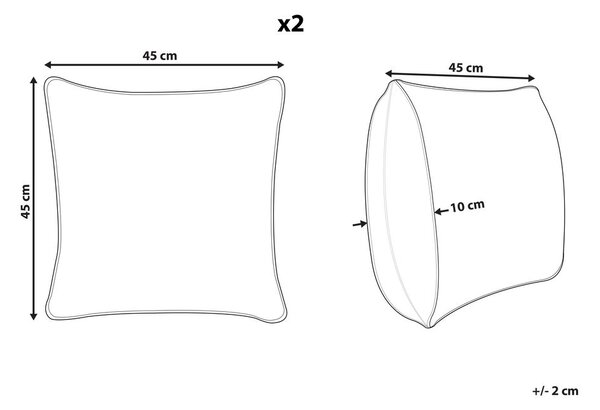 2 db díszpárna GOPI Juta zsákvászon 45 x 45 cm Bézs Geometrikus mintás