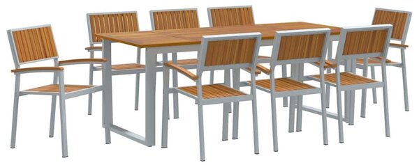 VidaXL Kert étkező szett 9 pcs Szürke és barna 200 x 90 x 75 cm