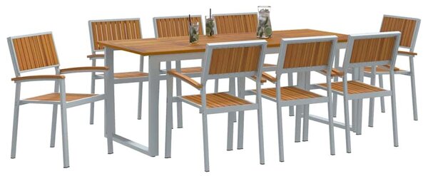 VidaXL Kert étkező szett 9 pcs Szürke és barna 200 x 90 x 75 cm