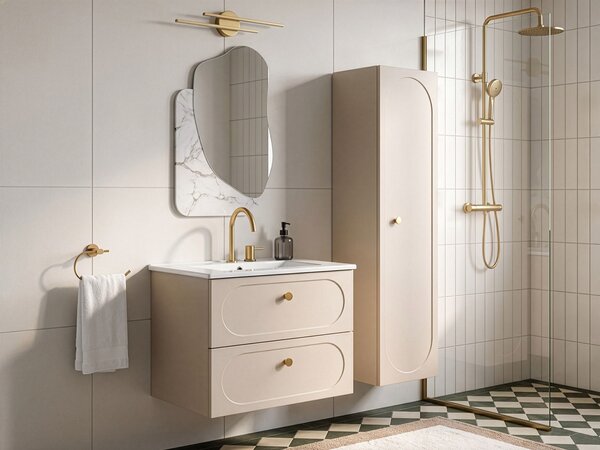 Fürdőszobai faliszekrény mosdóval TARUMIR 60 cm Bézs