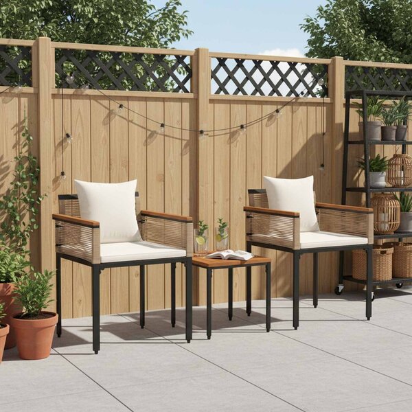 VidaXL Kültéri Bútor Szett párnával 3 pcs Beige és Krémszínű PE Rattan