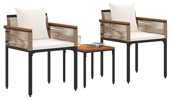 VidaXL Kültéri Bútor Szett párnával 3 pcs Beige és Krémszínű PE Rattan