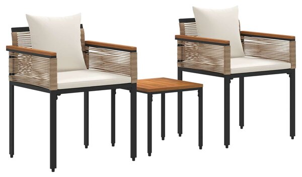 VidaXL Kültéri Bútor Szett párnával 3 pcs Beige és Krémszínű PE Rattan