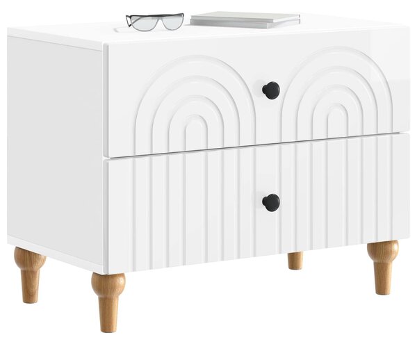 VidaXL Éjjeliszekrény Magasfényű Fehér 62 x 34,5 x 48 cm Szerelt Fa