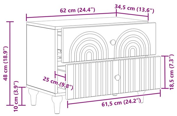 VidaXL Éjjeliszekrény Magasfényű Fehér 62 x 34,5 x 48 cm Szerelt Fa
