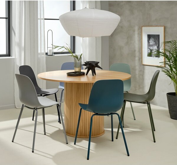 Kerek étkezőasztal tölgyfa dekorral ø 120 cm Nola – Unique Furniture