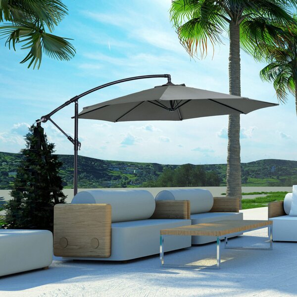 Outsunny Kültéri Napernyő Acélszerkezettel és UV-álló Poliészterrel Φ300x250cm Szürke