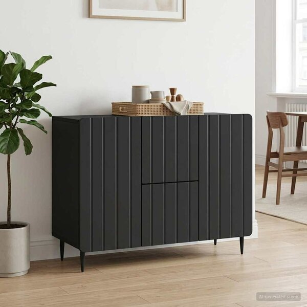 VidaXL Széf fiókkal Fekete 89 x 34,5 x 62 cm Szerelt Fa
