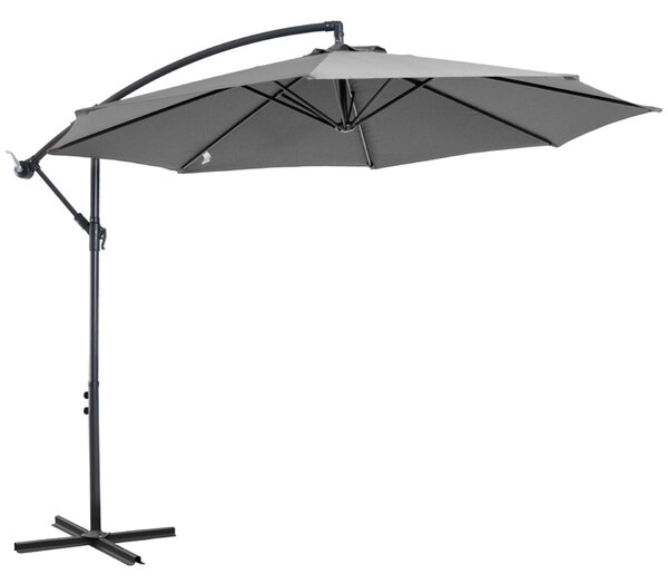 Outsunny Kültéri Napernyő Acélszerkezettel és UV-álló Poliészterrel Φ300x250cm Szürke