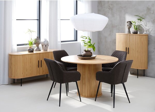 Kerek étkezőasztal tölgyfa dekorral ø 120 cm Nola – Unique Furniture