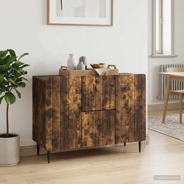 VidaXL Széf fiókkal Füstös Tölgy 89 x 34,5 x 62 cm Szerelt Fa