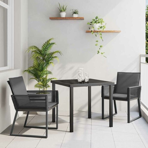 VidaXL Kert étkező szett 3 pcs Fekete Porszórt acél