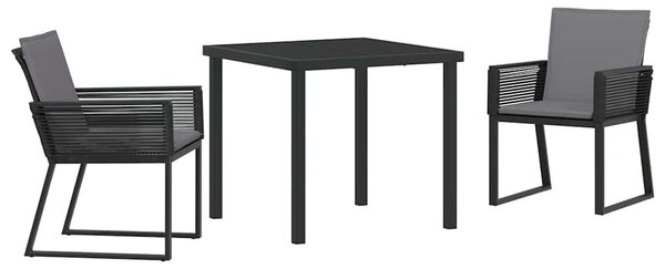VidaXL Kert étkező szett 3 pcs Fekete Porszórt acél
