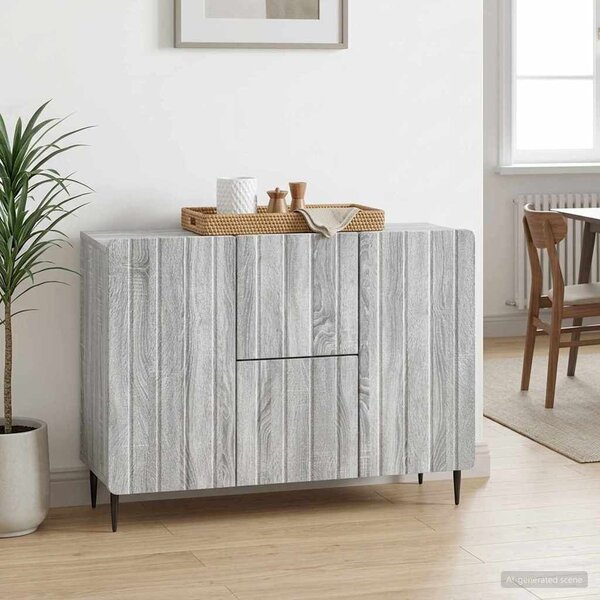 VidaXL Széf fiókkal Szürke Sonoma 89 x 34,5 x 62 cm Szerelt Fa