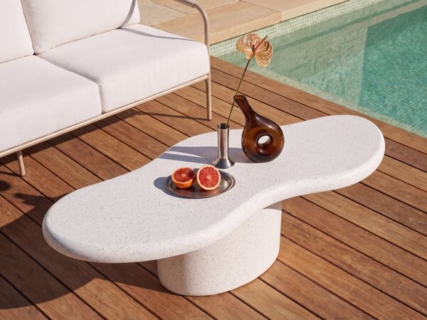 Dohányzóasztal CONZA 57 cm 120 cm Fehér terrazzo