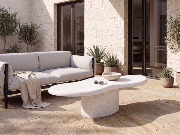 Dohányzóasztal CONZA 57 cm 120 cm Fehér terrazzo
