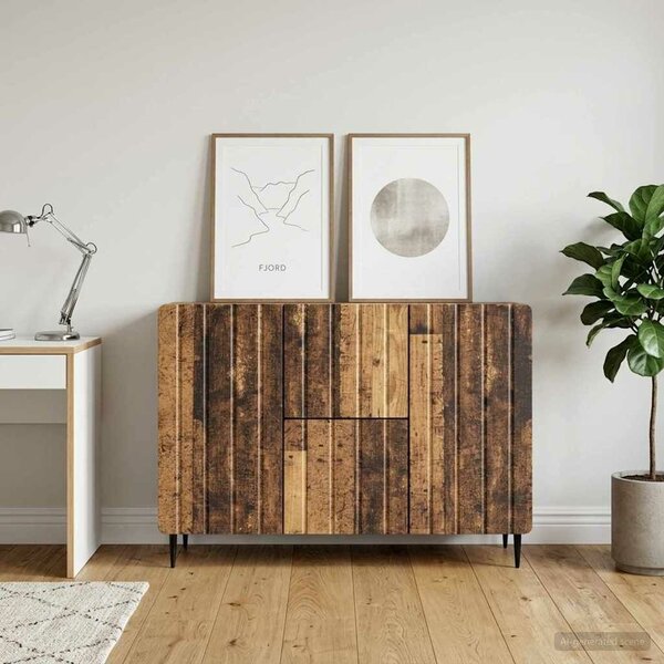 VidaXL Széf fiókkal Antik Fa 89 x 34,5 x 62 cm Szerelt Fa