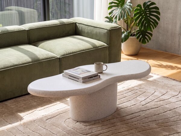 Dohányzóasztal CONZA 57 cm 120 cm Fehér terrazzo
