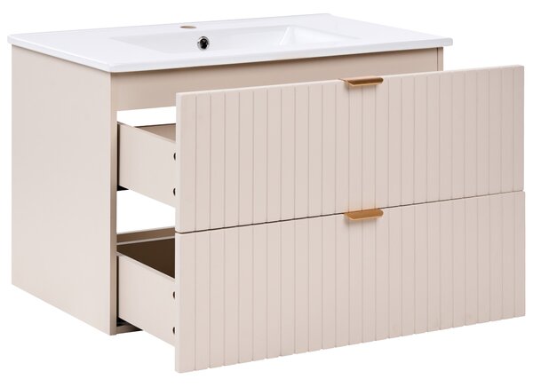 Fürdőszobai faliszekrény mosdóval TOTORANI 80 cm Bézs