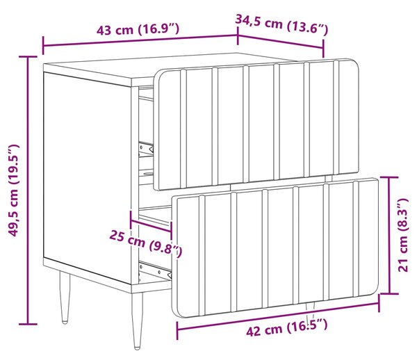 VidaXL Éjjeliszekrény 2 pcs Magasfényű Fehér 43 x 34,5 x 49,5 cm