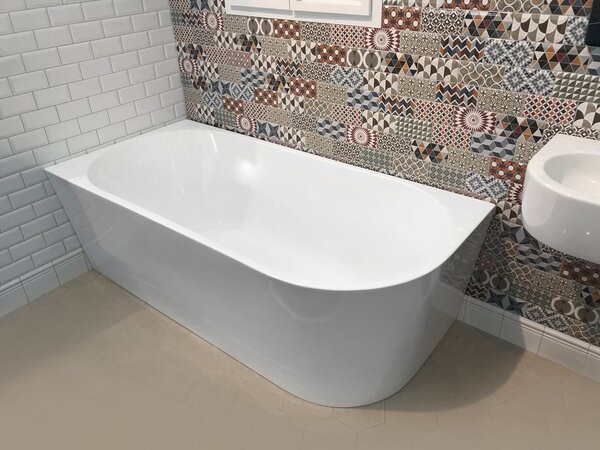 Aqualine Aqualine, TIBERA L sarok állókád 170x80cm, fehér, E1026