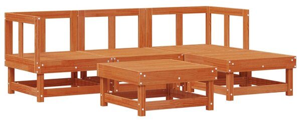 VidaXL Kerti lounge szett 15 pcs Viaszbarna Tömör Fenyőfa