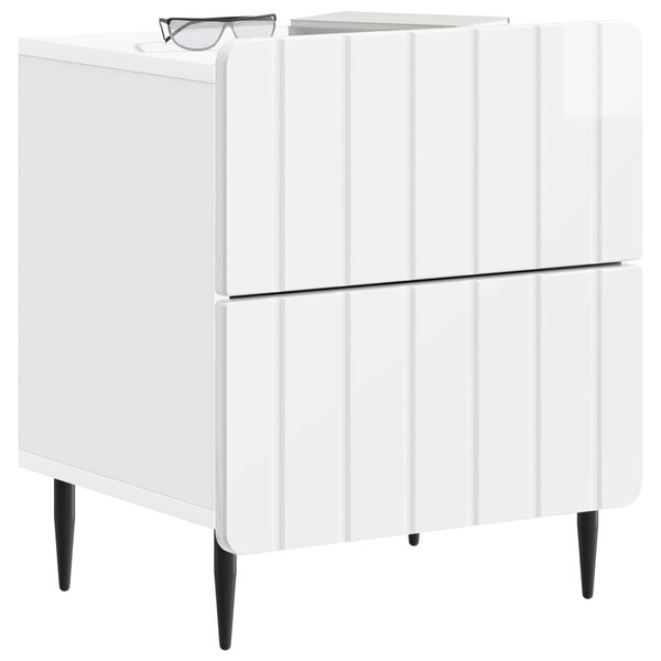 VidaXL Éjjeliszekrény 2 pcs Magasfényű Fehér 43 x 34,5 x 49,5 cm