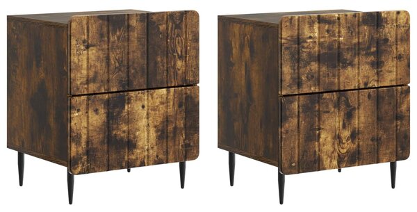 VidaXL Éjjeliszekrény fiókkal 2 pcs Füstös Tölgy 43 x 34,5 x 49,5 cm
