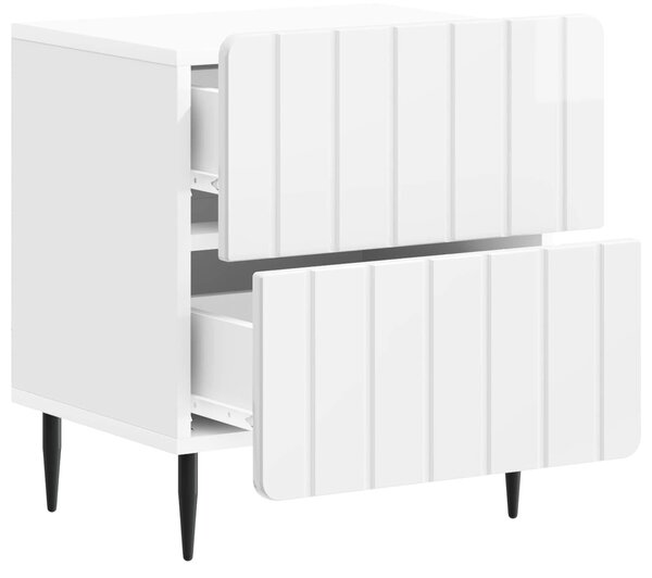 VidaXL Éjjeliszekrény 2 pcs Magasfényű Fehér 43 x 34,5 x 49,5 cm