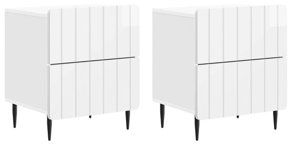 VidaXL Éjjeliszekrény 2 pcs Magasfényű Fehér 43 x 34,5 x 49,5 cm