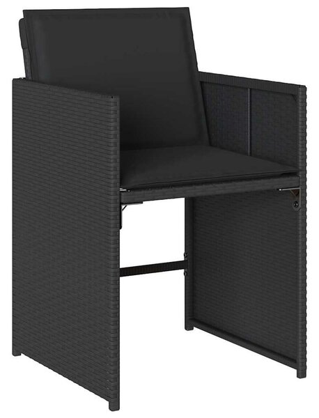 VidaXL Kert étkező szett 9 pcs Fekete polirattan