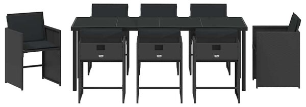 VidaXL Kert étkező szett 9 pcs Fekete polirattan