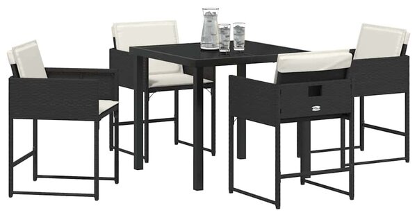VidaXL Kert étkező szett 5 pcs Fekete polirattan