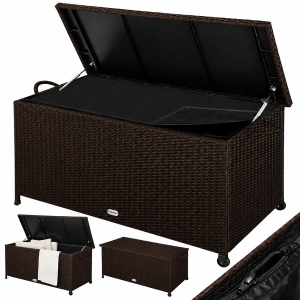 RICCO polyrattan tárolódoboz, 270L, 117x53x60cm, sötétbarna Casaria