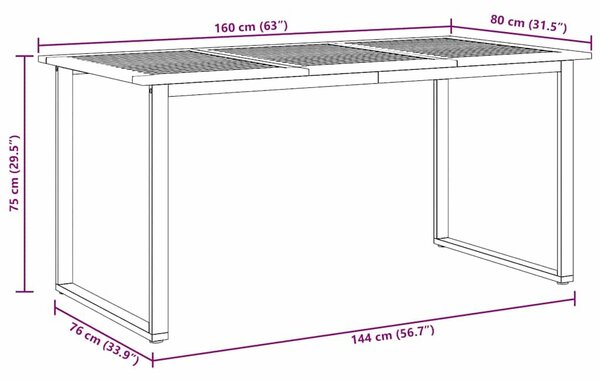 VidaXL Kert étkező szett 7 pcs Szürke Tömör Akácfa