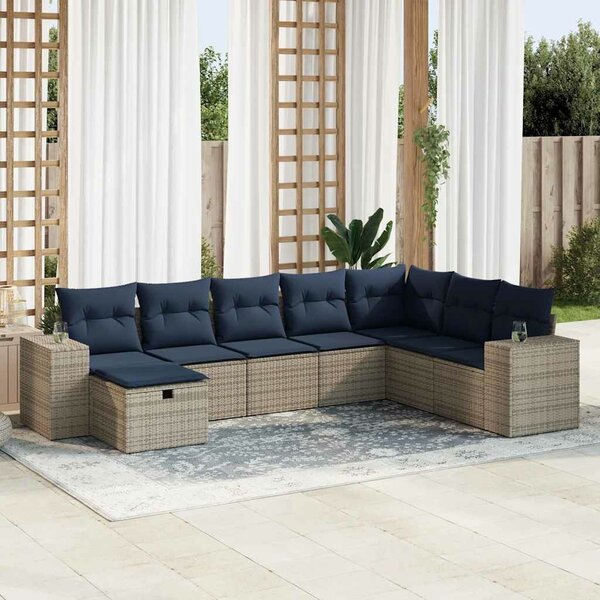 VidaXL 8 részes szürke polyrattan kerti ülőgarnitúra párnákkal