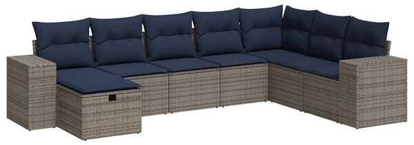 VidaXL 8 részes szürke polyrattan kerti ülőgarnitúra párnákkal