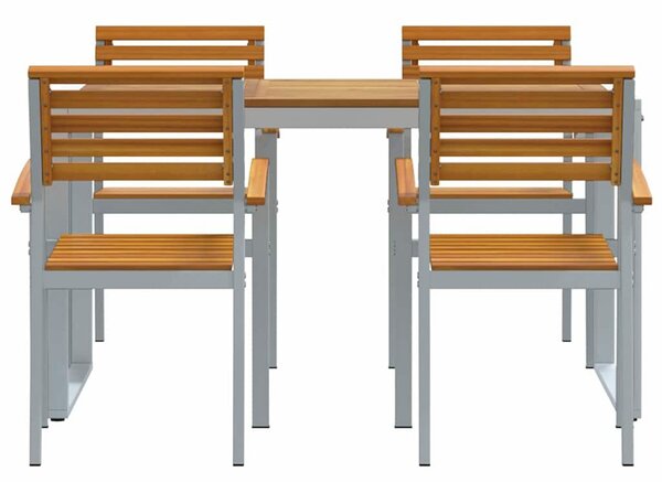 VidaXL Kert étkező szett 5 pcs Szürke Tömör Akácfa