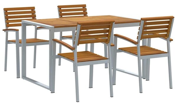 VidaXL Kert étkező szett 5 pcs Szürke Tömör Akácfa