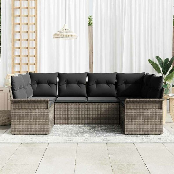 VidaXL Kerti Kanapé Szett párnával 6 pcs Szürke polirattan