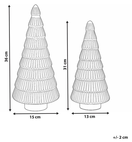 Kétdarabos dekorfigura szett PURUVESI 31/36 cm Karácsonyfa Piros/zöld