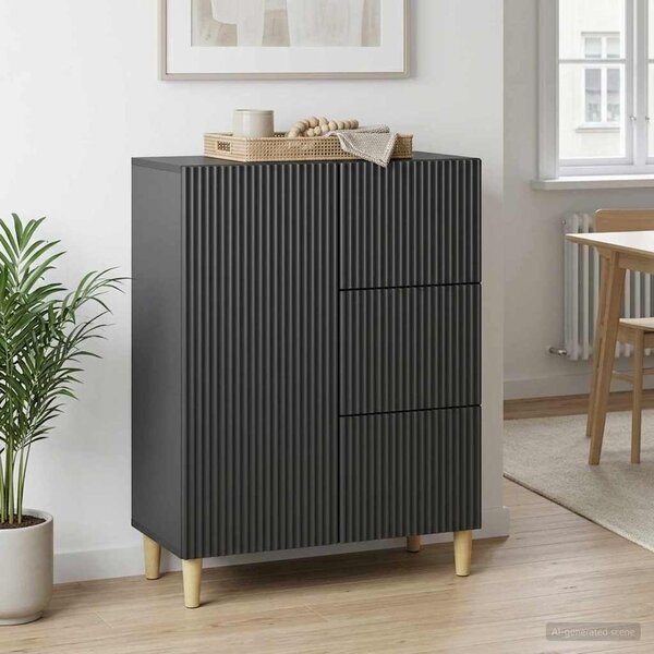VidaXL Széf fiókkal Fekete 66 x 34,5 x 90 cm Szerelt Fa