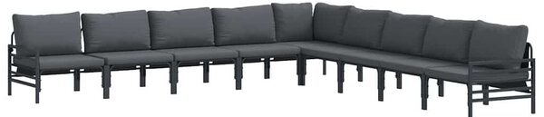 VidaXL Kerti Kanapé Szett párnával 9 pcs Fekete Acél