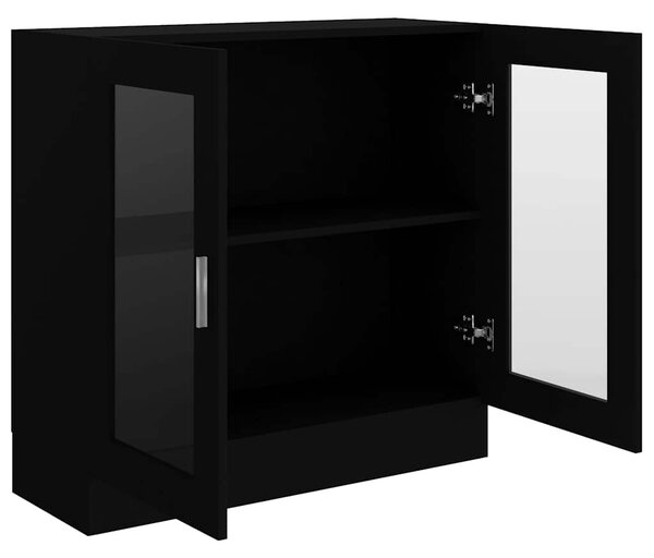Fekete szerelt fa vitrinszekrény 82,5 x 30,5 x 80 cm