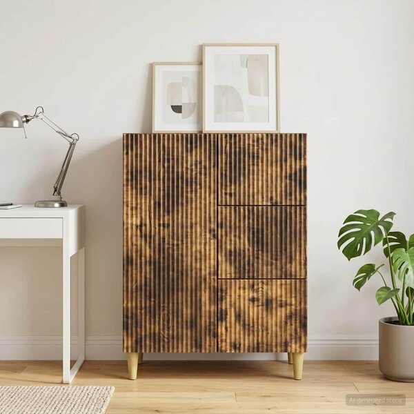 VidaXL Széf fiókkal Füstös Tölgy 66 x 34,5 x 90 cm Szerelt Fa